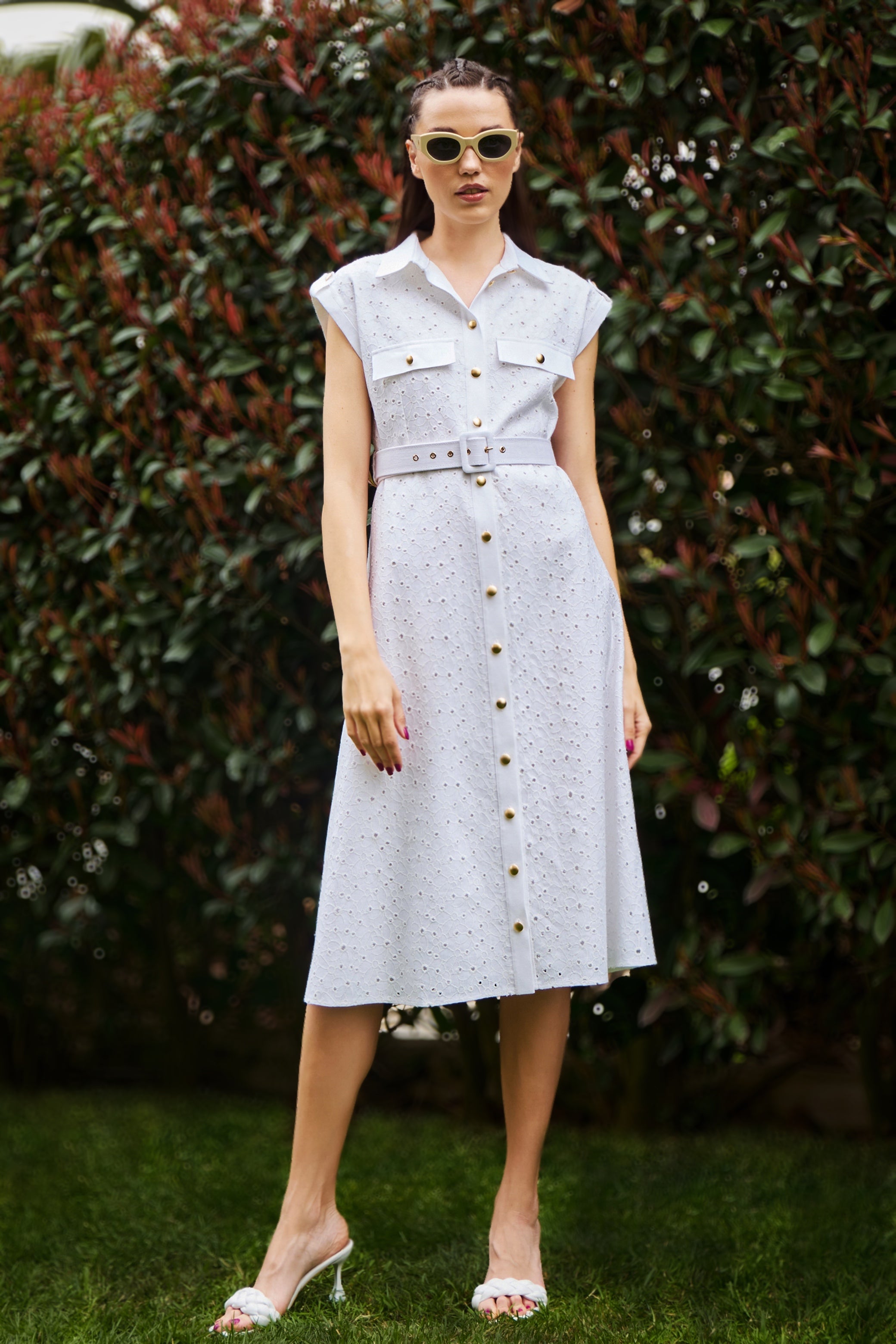 BAILEY DRESS MIDI FLOWER EMBROIDERY